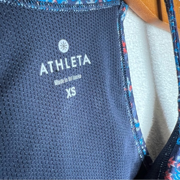 Athleta Blue Paisley Floral Print Racerback Padded Sports Bra Size XS - Picture 3 of 7
